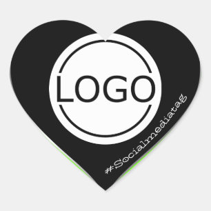 Logo-Vorlage Schwarzweiß-Grün individuelle Verpack Herz-Aufkleber
