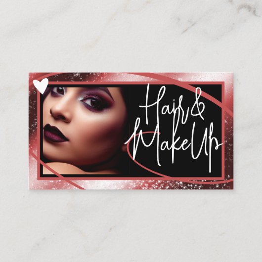 Logo-Vorlage Stilvolles Rot-Rahmen-Herz Luxe Visitenkarte (Vorderseite)