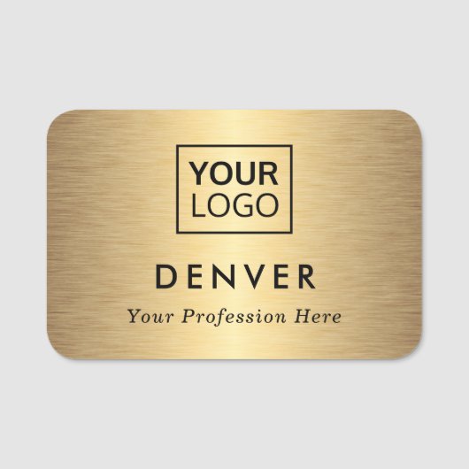 Logo Vorname und Titel goldener Farbverlauf hinzuf Namensschild (Vorderseite)