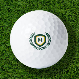 Logo-Wappen für Green und Gold Monogram Golfball