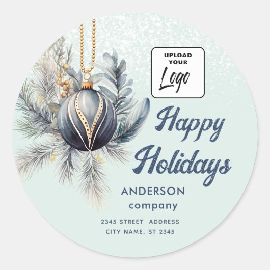 Logo Watercolor boho verzieren Wintergrün Runder Aufkleber (Vorderseite)