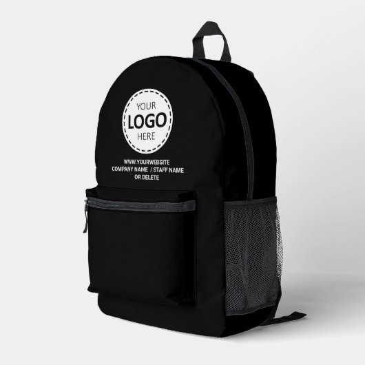 Logo & Web-URL / Text-Upload Werbe-Schwarz Bedruckter Rucksack (Rückseitige Ecke Rechts)