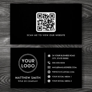 Logo Website Social Media QR schwarze Visitenkarte