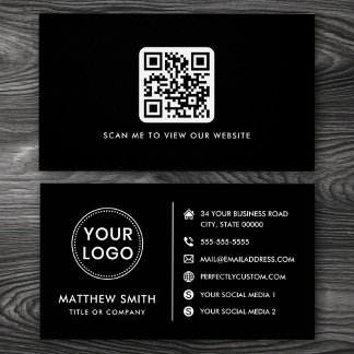 Logo Website Social Media QR schwarze Visitenkarte