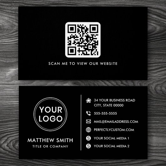 Logo Website Social Media QR schwarze Visitenkarte