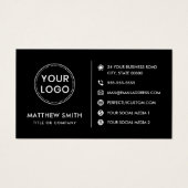 Logo Website Social Media QR schwarze Visitenkarte (Vorderseite)