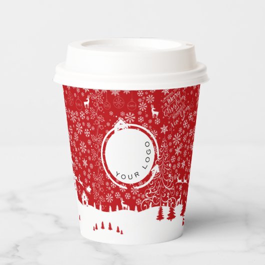 Logo-Weihnachtsfirma Pappbecher (Vorderseite)