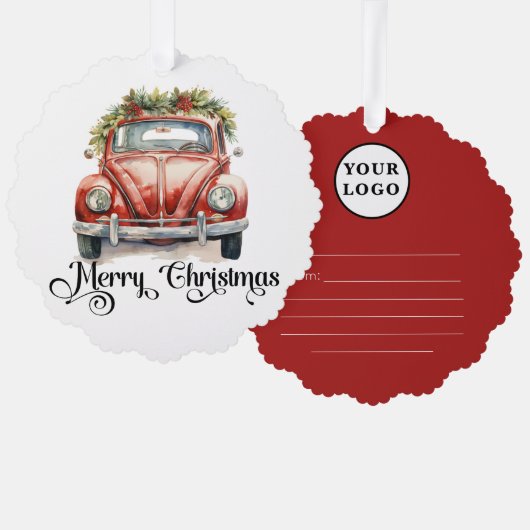 Logo-Weihnachtsgeschenk-Tag Ornament Karte (Vorderseite/Rückseite)