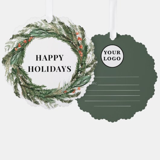 Logo-Weihnachtsgeschenk-Tag Ornament Karte (Vorderseite/Rückseite)