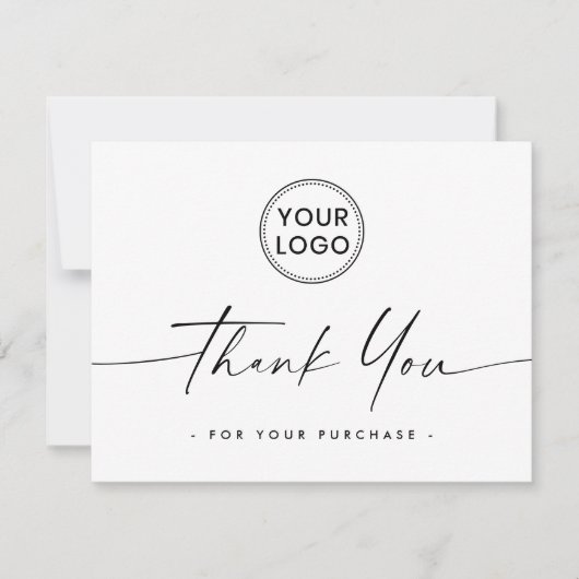 Logo-weiße elegante Skript danke Karte (Vorderseite)
