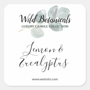 Logo "Weiße Kerzen" mit botanischem Leaf-Logo Quadratischer Aufkleber