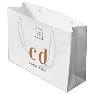 Logo weißer Goldmonogramm Anfangsbuchstaben Einkau Große Geschenktüte