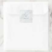 Logo-weißer Marmor Quadratischer Aufkleber (Tasche)