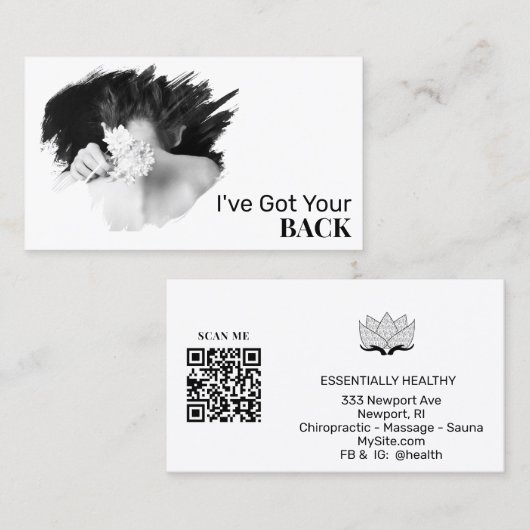 *~* Logo Wellness-Center QR Chiropraktiker Chiropr Visitenkarte (Vorne/Hinten)