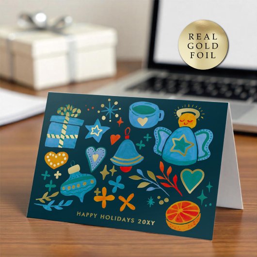 Logo Whimsical Hand Painted  Blue Orange Business