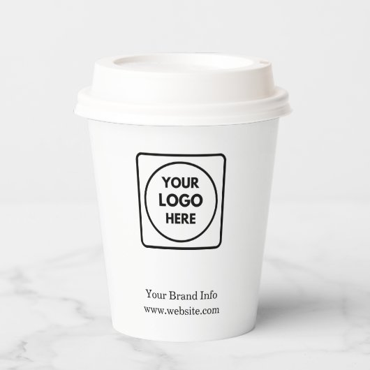 Logo "White Business" | Minimalistische Markenbeze Pappbecher (Vorderseite)