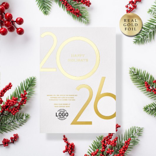 Logo White Clean Modern Business Holiday Gold Card Folieneinladung