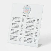 Logo White Modern Price List Pedestzeichen Sockelschild (Vorderseite)