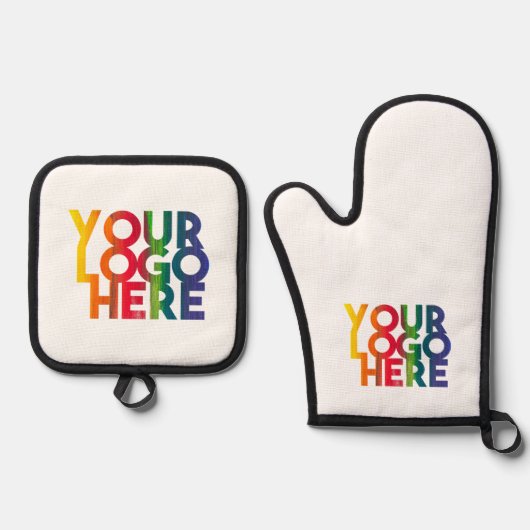 Logo "White Simple Business" Ofenhandschuh & Topflappen-Set (Vorderseite)