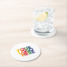 Logo "White Simple Business" Runder Pappuntersetzer