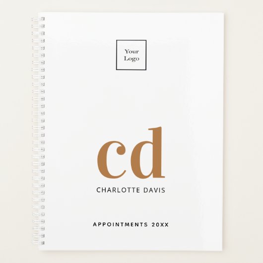 Logo-Whitgold-Monogramm Initialen Business 2023 Planer (Vorderseite)