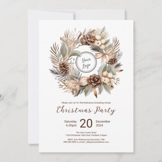 Logo Winter Wreath Company Weihnachts-Party Einladung (Vorderseite)