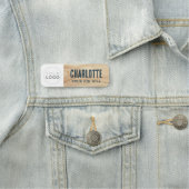 Logo "Woodgrain Rustic Employee Company Blue ID" Namensschild (Beispiel)