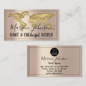 Logo World Map Globe Map Reiseagentur Rose Gold Visitenkarte (Vorne/Hinten)