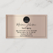 Logo World Map Globe Map Reiseagentur Rose Gold Visitenkarte (Rückseite)