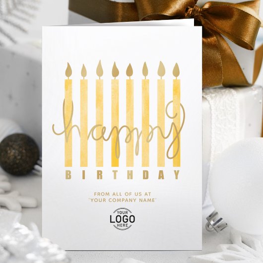 Logo-Yellow Candles Business Happy Birthday hinzuf Karte