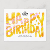 Logo Yellow Fun Crayon Handgeschriebener Geburtsta Postkarte (Vorderseite)