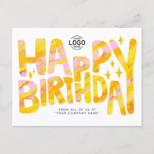 Logo Yellow Fun Crayon Handgeschriebener Geburtsta Postkarte