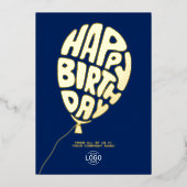 Logobriefe Balloon Navy Blue Business Geburtstag Folieneinladung (Vorderseite)
