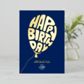 Logobriefe Balloon Navy Blue Business Geburtstag Folieneinladung (Stehend vorne)
