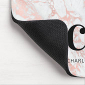 Logogeschäft mit weißem Rosengold-Monogramm Mousepad (Ecke)