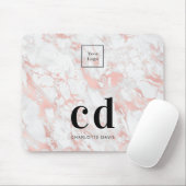 Logogeschäft mit weißem Rosengold-Monogramm Mousepad (Mit Mouse)