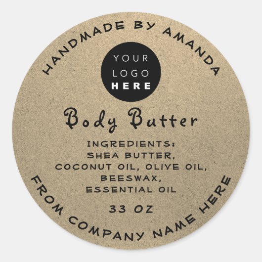 Logohandmade Kosmetikpapier Kraft Runder Aufkleber (Vorderseite)