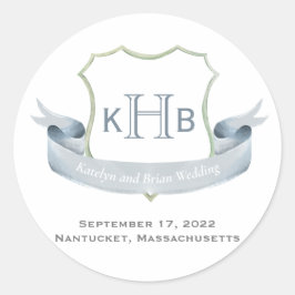 Logokombination für das Hochzeitsmonogramm-Wappen Runder Aufkleber