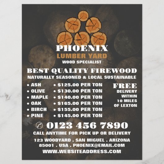 Logokombination Holz, Holz/Holz/Holzgartenwerbung Flyer (Vorne)