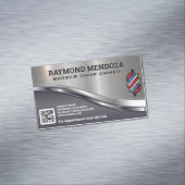 Logokombination | QR-Code | Metallic Sleek Magnetische Visitenkarte (Beispiel)