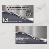 Logokombination | QR-Code | Metallic Sleek Visitenkarte (Vorne/Hinten)