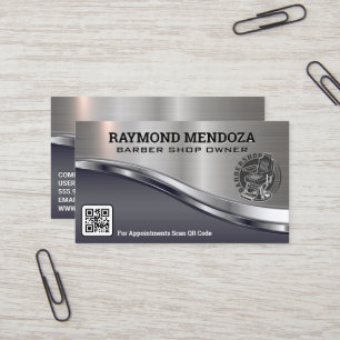 Logokombination   QR-Code   Metallic Sleek Visitenkarte