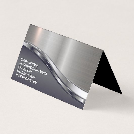 Logokombination | QR-Code | Metallic Sleek Visitenkarten (Rückseite)