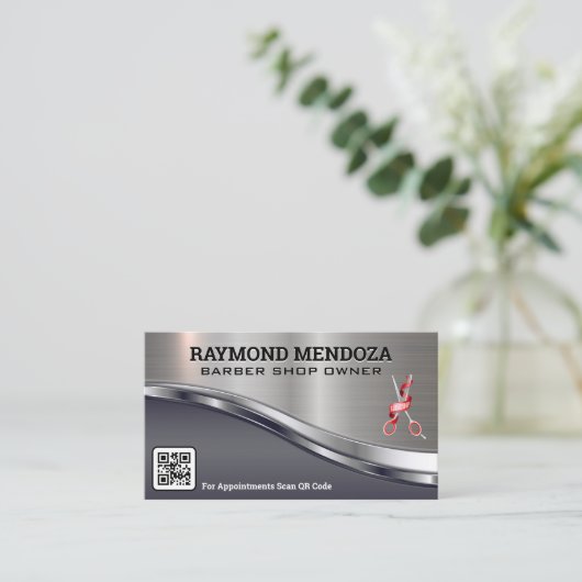 Logokombination | QR-Code | Schere Visitenkarte (Stehend Vorderseite)