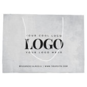 Logokombination und Website für Social Media Grau Große Geschenktüte (Rückseite)