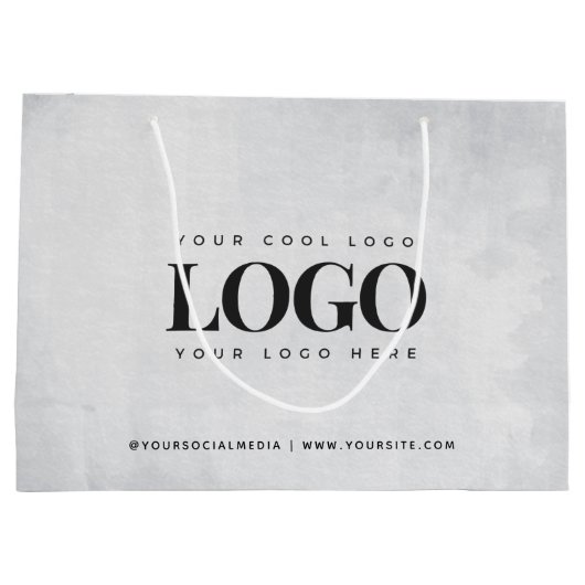 Logokombination und Website für Social Media Grau Große Geschenktüte (Rückseite)