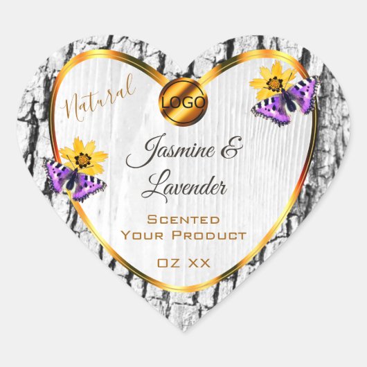 Logokombinationen für Etiketten von Weißholzkörnch Herz-Aufkleber (Vorderseite)