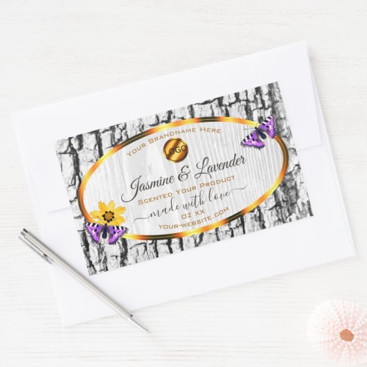 Logokombinationen für Etiketten von Weißholzkörnch Rechteckiger Aufkleber (Umschlag)