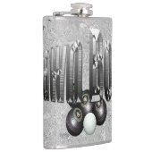 Logokombinationen mit Bowlen aus Silberblättern, Flachmann (Rechts)