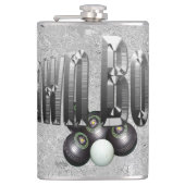 Logokombinationen mit Bowlen aus Silberblättern, Flachmann (Vorderseite)